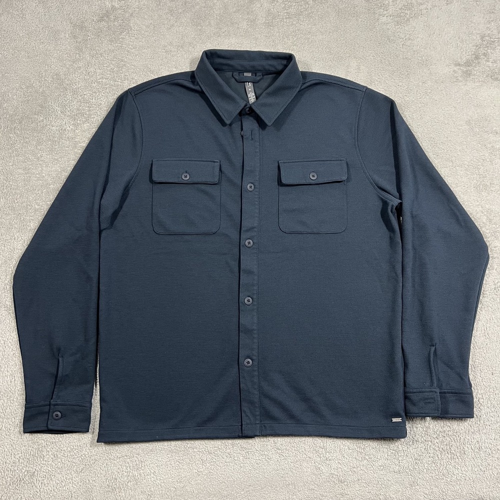 Vuori Waffle Shirt Jacket Mens XL Blue Shacket Button Up Pockets Midweight V2007